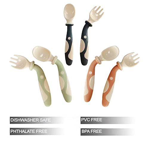 Baby Bendable Training Spoons and Forks Set 6-Pack Self-Feeding Utensils