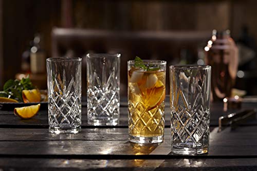 Royalty Art Hiball Tall Highball Glasses Set of 8, 12 oz Drinkware - Elegant Textured Design