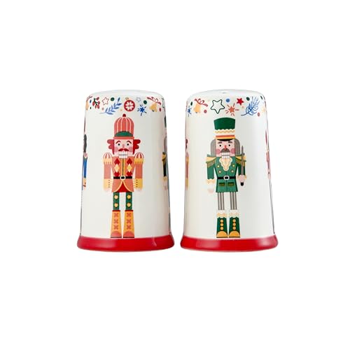 Bico Christmas Soldier Ceramic Salt & Pepper Shaker Set - Kitchen Decor, Dishwasher Safe