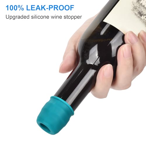 Reusable Silicone Wine Bottle Stoppers - 6 Pack Leak-Proof Wine Savers