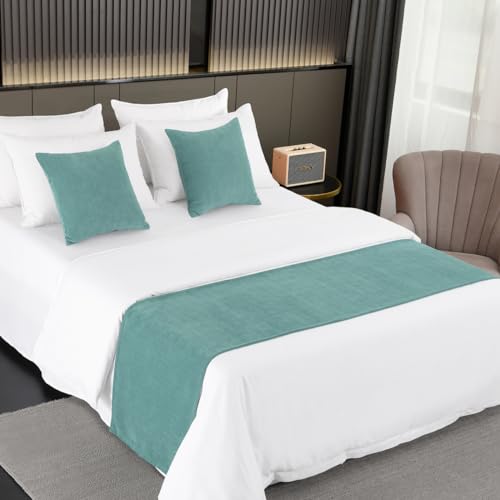 AMBERIS Modern Chenille Bed Runner, Decorative Bed Scarf for Home & Hotel