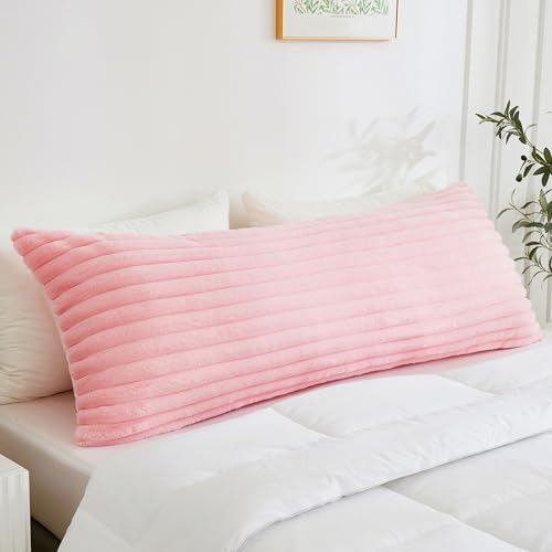 Full Body Pillow with Fluffy Faux Fur Cover, 20x54 Inches