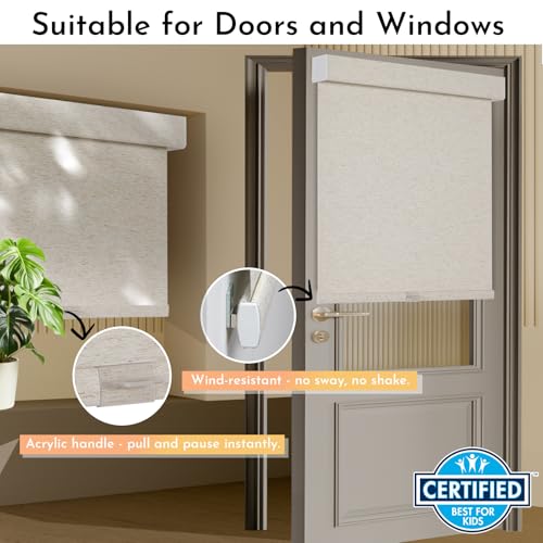 Cordless Blackout Roller Shades - Linen Fabric, Thermal Insulated, Custom Size