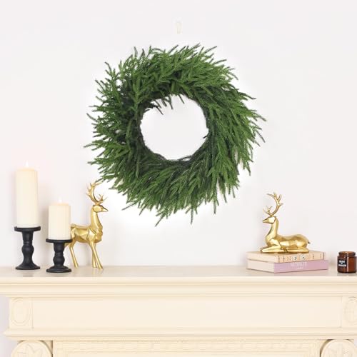24-Inch Artificial Norfolk Pine Christmas Wreath for Front Door