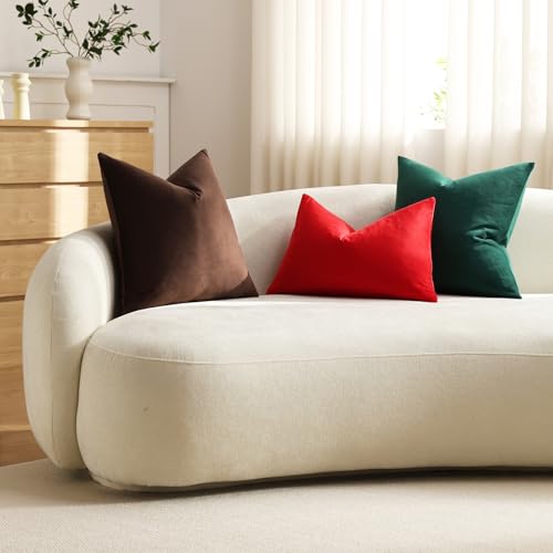 DEZENE Chocolate Brown Velvet Throw Pillow Covers 18x18 (Pack of 2)