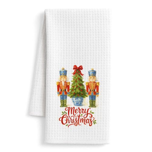 Nutcracker Christmas Kitchen Towels 16x24– Farmhouse Merry Christmas Hand Towels (Brand: FISWAFY) – Nutcracker