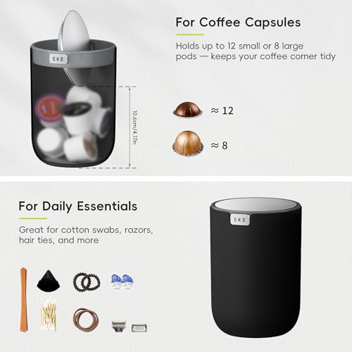 Mini Tabletop Trash Bin with Swing Lid – 1.5L Small Desktop Trash Can (Black)