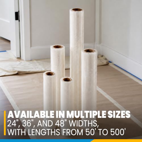 24" x 50' Self-Adhesive Carpet Protection Film - Heavy Duty 3 MIL Poly