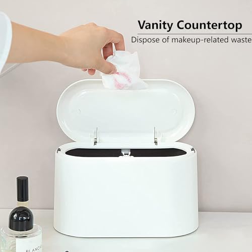 Mini Desk Trash Can with Lid - 0.5 Gal Small Countertop Wastebasket