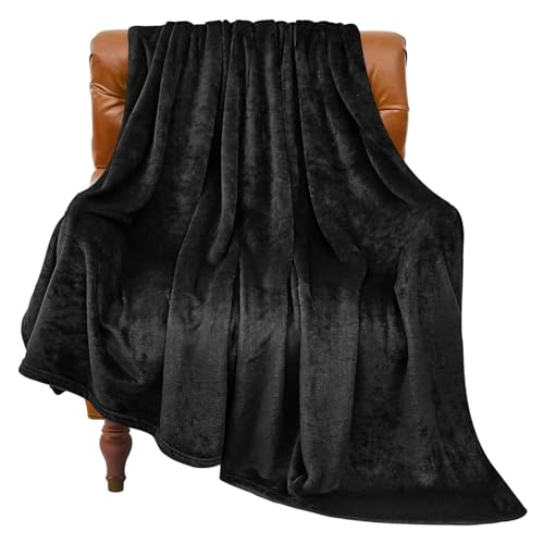 BEDELITE Plush Fleece Throw Blanket for Couch & Bed - Soft 50"x60" Black