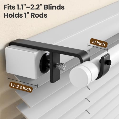 No Drill Curtain Rod Brackets for Outside Mounted Blinds - Set of 3