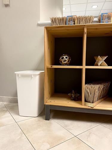 9 Gallon Rectangular Plastic Trash Can, White Under Counter Waste Basket