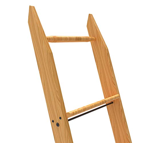 8-Foot Library Ladder Kit, Unassembled Solid Red Oak Wood Ladder