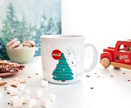 Silver Buffalo Coca-Cola Polar Bears Holiday Camper Mug - 20oz Ceramic Coffee Cup