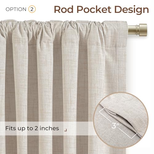 100% Blackout Linen Textured Curtains - Cream 50x84 Inch, 2 Panels