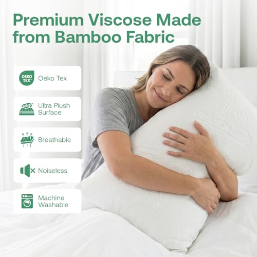 Waterproof Queen Pillow Protector Set - Bamboo Viscose Zippered Cover