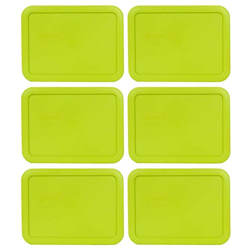 Pyrex 7210-PC 3 Cup Edamame Green Rectangle Plastic Food Storage Lid - 6 Pack Made in the USA