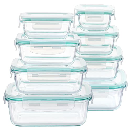 8-Pack Glass Food Storage Containers with Airtight Lids for Meal Prep