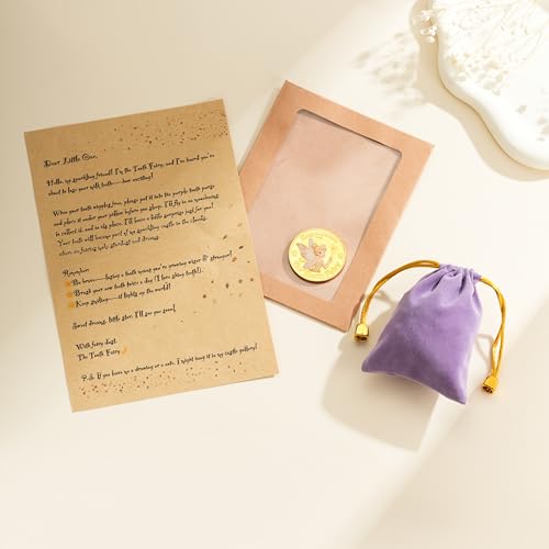 Tooth Fairy Coin Keepsake Kit - Golden Token, Pouch & Fairy Letter