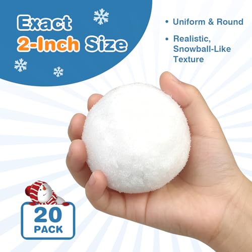 20-Pack Fake Snowballs Set for Kids - Soft Indoor Snowball Fight Toys