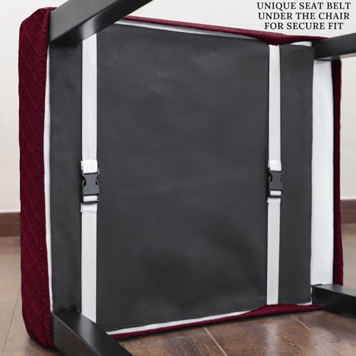 SPRINGRICO 4-Pack Dining Chair Slipcovers with Elastic Seat Belts – S2-Wine Red, Washable