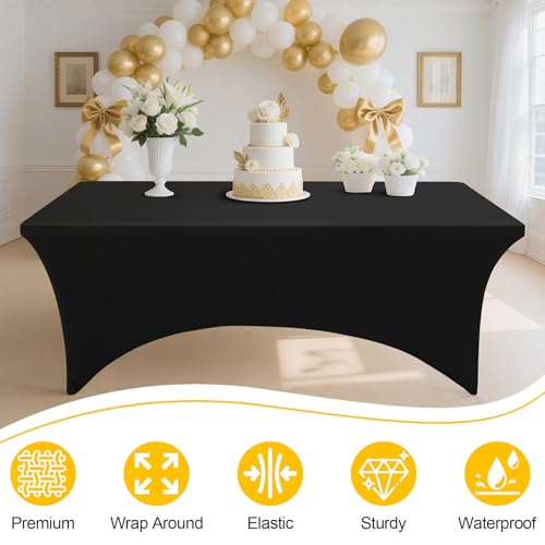 2 Pack 6FT Spandex Fitted Tablecloth, Elastic Stretch Table Cover for Events