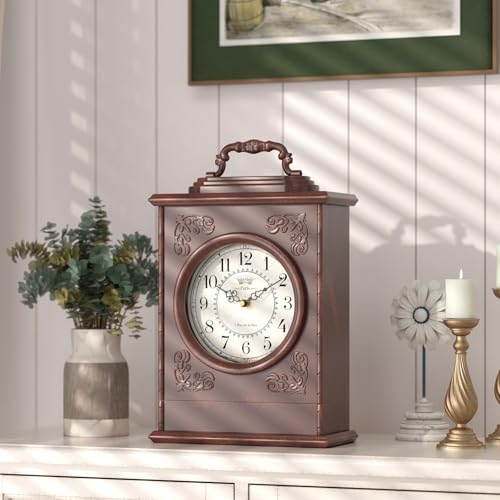 Vintage Mantel Clock with Hidden Safe, Antique Style Desk & Shelf Clock