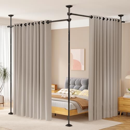 No-Drill Floor to Ceiling Tension Room Divider Rod, 4-10ft (H) x 28-114in (W)