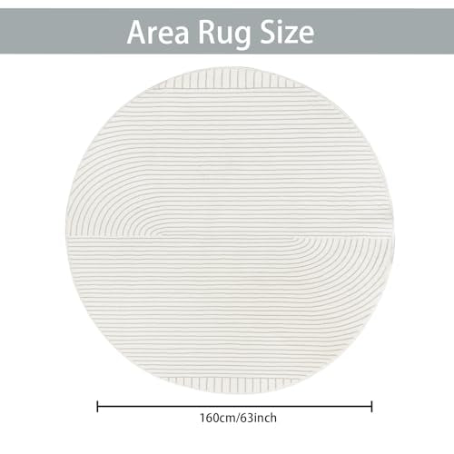 Lacomfy 5.3 Ft Circular Modern Area Rug with Abstract Pattern - Non-Slip Home Decor