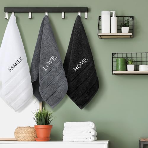 3-Piece Embroidered Cotton Hand Towel Set - Farmhouse Bathroom Decor