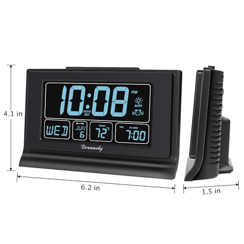 Digital Alarm Clock for Bedroom with 5 Inch Display, USB Port & Auto DST