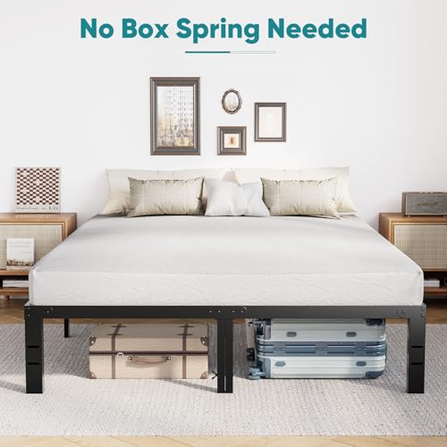 14 Inch Queen Metal Platform Bed Frame with Under-Bed Storage, Black