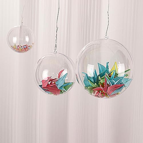 10-Pack 60mm Clear Plastic Fillable Ornament Balls for DIY Crafts