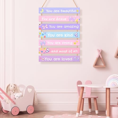 Inspirational Wooden Wall Plaque Set for Girls Bedroom Decor