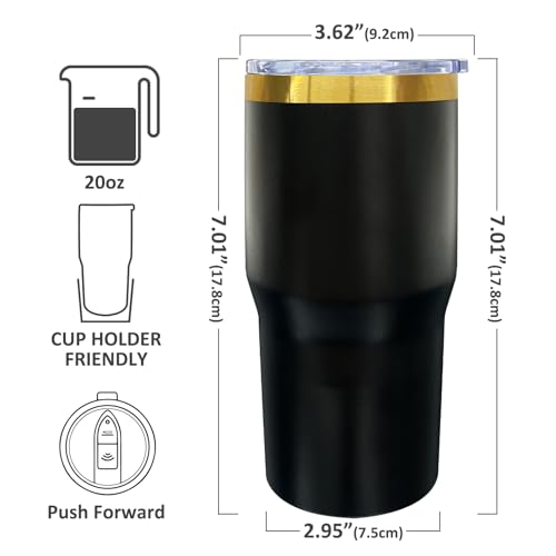 20 oz Mixed Tumbler with Lids & Straws - Metalya Stainless Steel, Gold Powder Coated (6 Pack, Mixed)