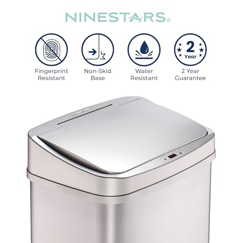 13 Gallon Automatic Touchless Motion Sensor Trash Can Stainless Steel
