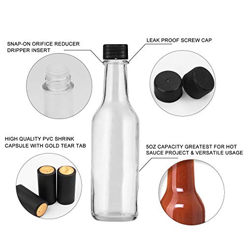35 Pack 5oz Hot Sauce Bottles with Lids and Shrink Capsules