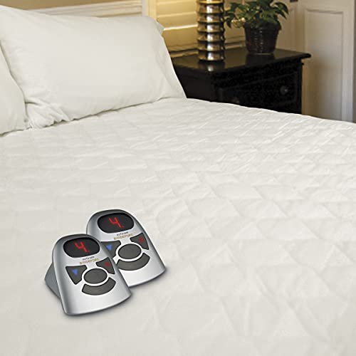 Electric Heated Mattress Pad, Quilted, Full Size, White