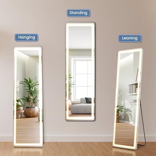 16" x 60" LED Full Length Mirror with 3-Color Lighting & Touch Control