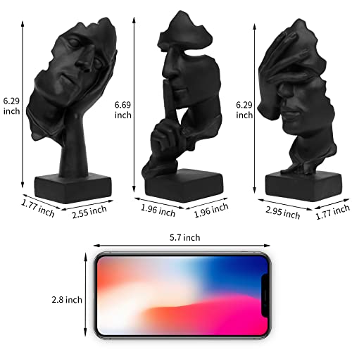3 Pcs Thinker Statue Set, Abstract Resin Art Figurines for Home Office Decor