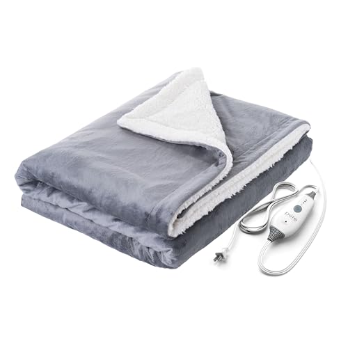 Plush Electric Heated Throw Blanket, 50" x 60" with 4 Heat Settings