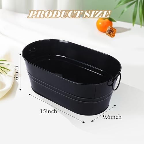 tchrules Black Galvanized Beverage Tubs 2-Pack, 3 Gallon Ice Buckets for Parties