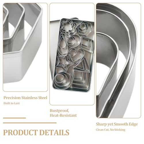 Amzlysdok Silver-Gray 30-Piece Mini Cookie Cutter Set - Small Stainless Steel Shapes & Sizes for Baking & Crafts