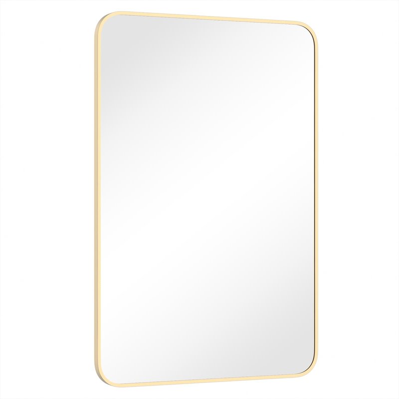 FUWU HOME Wood Bathroom Mirror for Wall 24" x 36" Black Rounded Corner Rectangle Mirror with Wooden Framed for Vanity, Entryway, Living Room and Bedroom Home Wall Decor (24" x 36"Black)