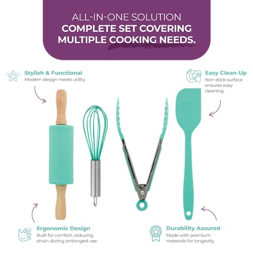Kids Real Cooking and Baking Utensils Set with Silicone Tools