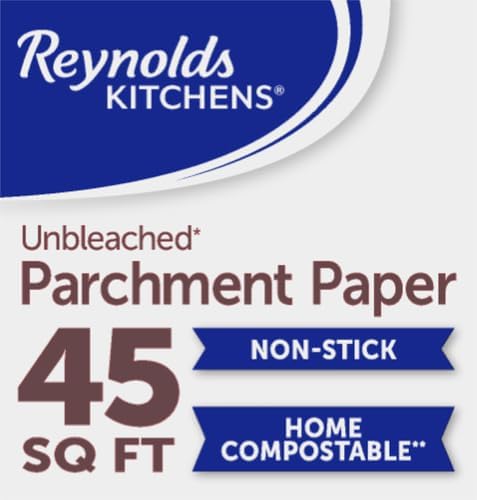Reynolds Kitchens Unbleached Parchment Paper Roll - Non-Stick & Oven Safe up to 425°F | 45 Feet x 12 Inches (Pack of 3)