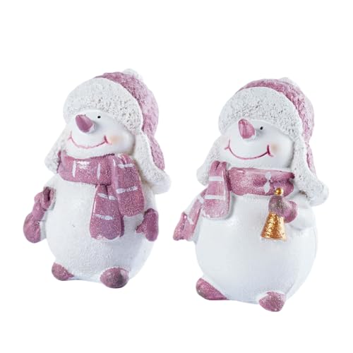 Brizoria Whiterose Snowman Figurine Set - Indoor Christmas Decorations, 2 Pieces