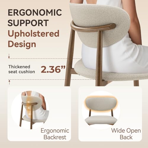 Modern Upholstered Dining Chairs with Metal Legs, Set of 4, Beige