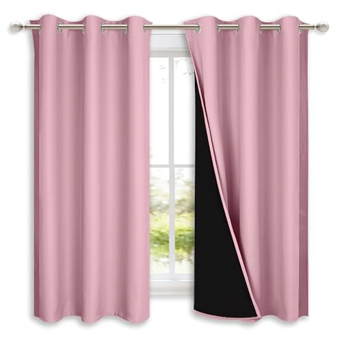 100% Blackout Curtains with Thermal Insulation - 2 Panels, 42" x 63", Crystal Pink