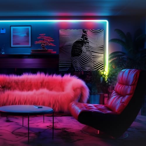 Flexible Neon LED Rope Light 6.5ft, Color Changing Smart Ambient Lighting